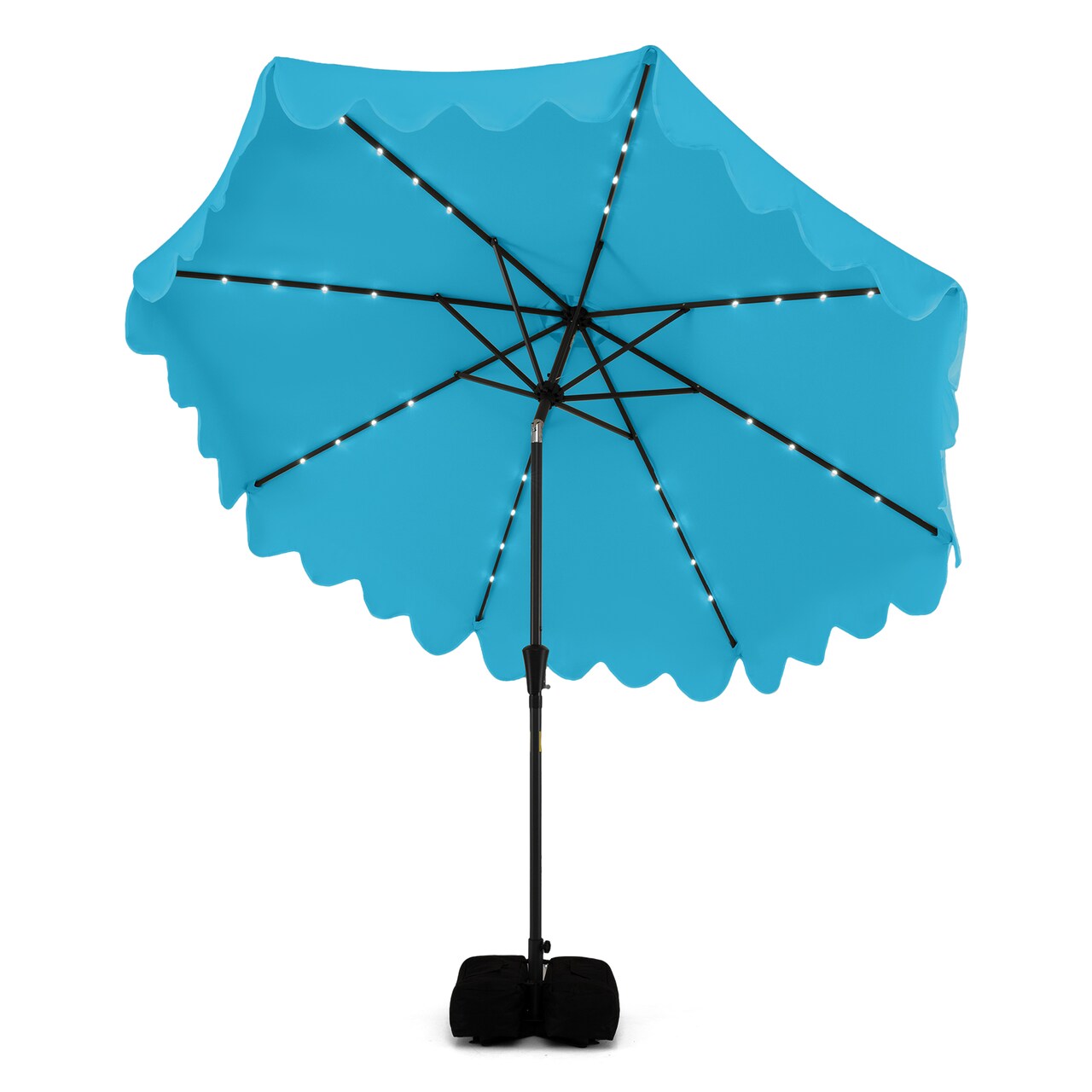 10 Foot Patio Umbrella with Built-In Solar LEDs and Stable Base